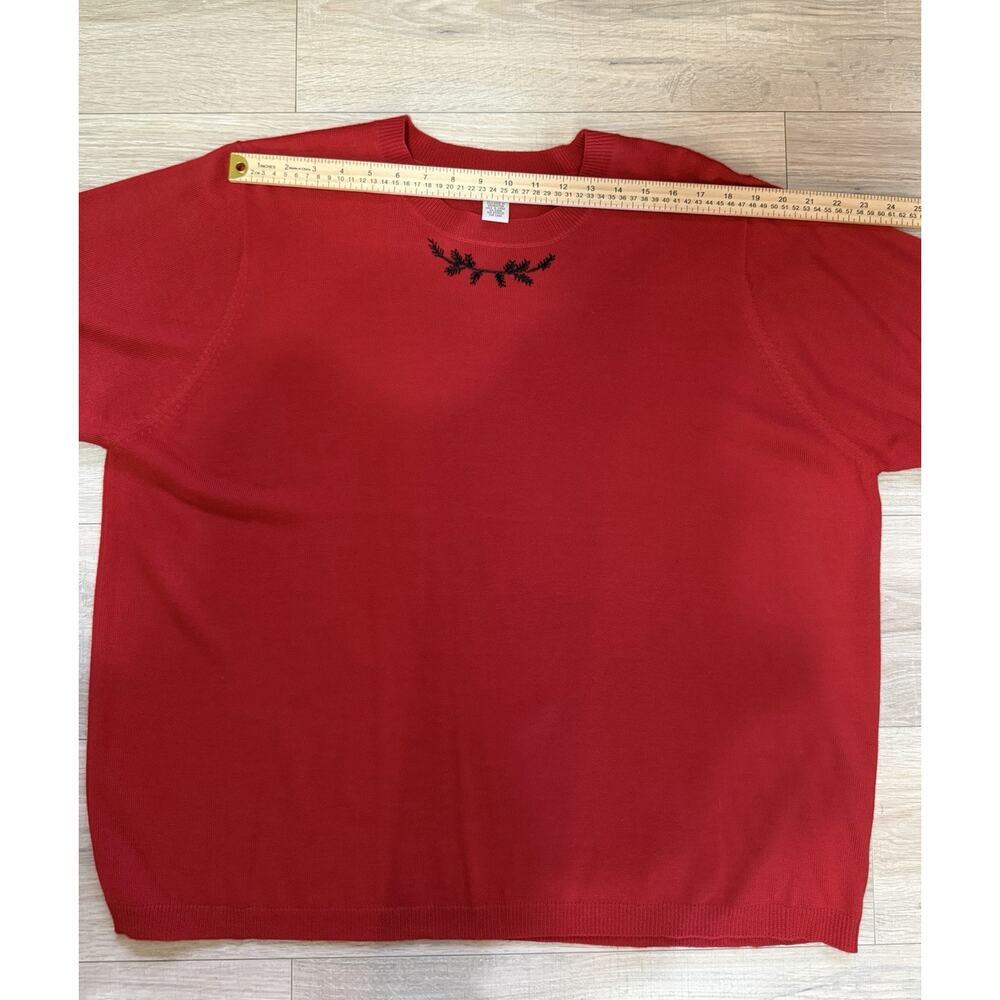 Westbound Red Knit Sweater Top 3X Plus Size Short Sleeve Embroidered Detail NWT - Picture 10 of 10